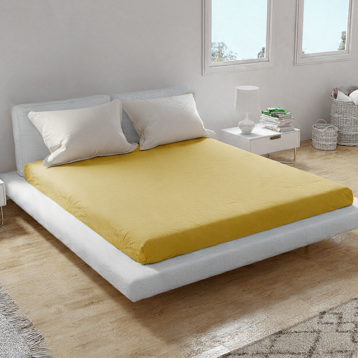 Cotton Sateen Fitted Sheet + 2 Pillowcases