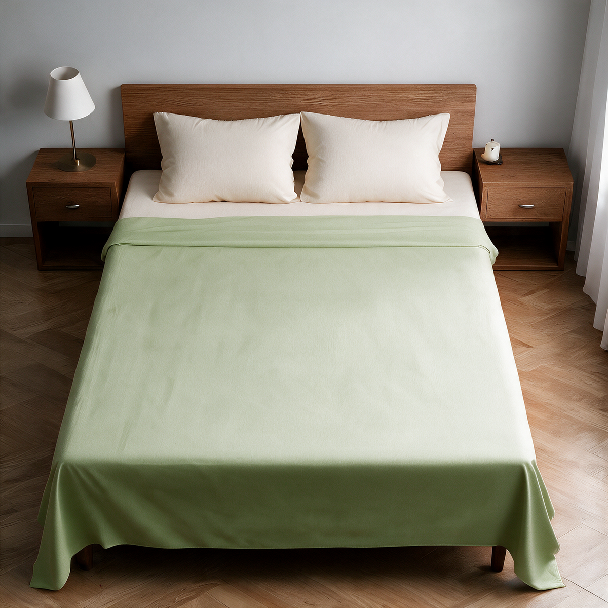 Cotton Sateen Flat Sheet + 2 Pillowcases