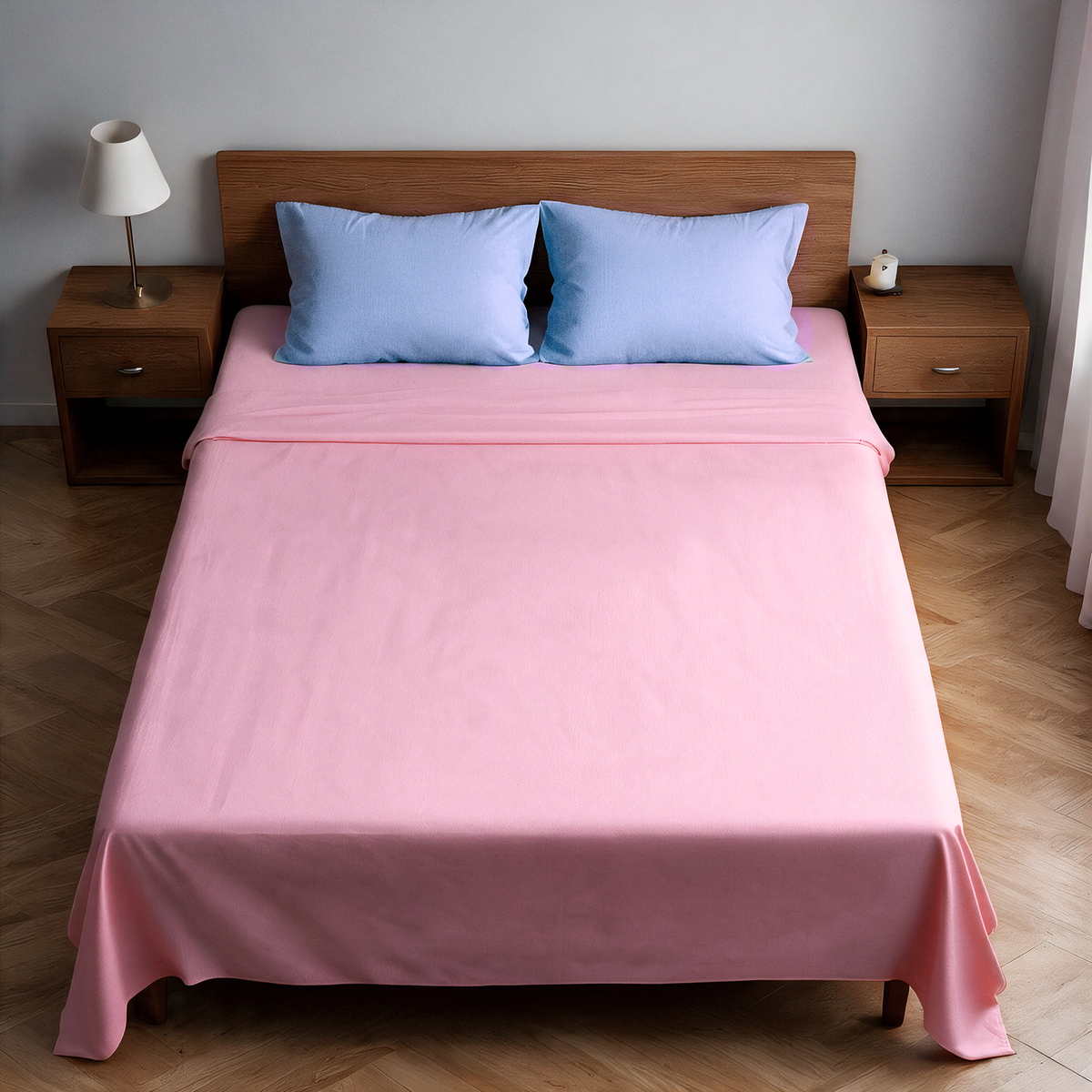 Cotton Percale Flat Sheet + 2 Pillowcases